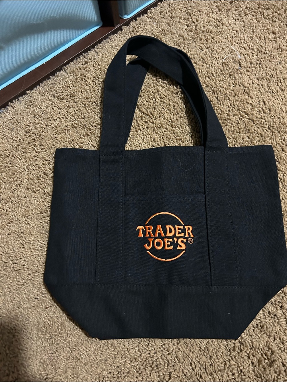 Trader Joe's Mini Canvas Tote Bag Trick Or Treat  Halloween - BLACK